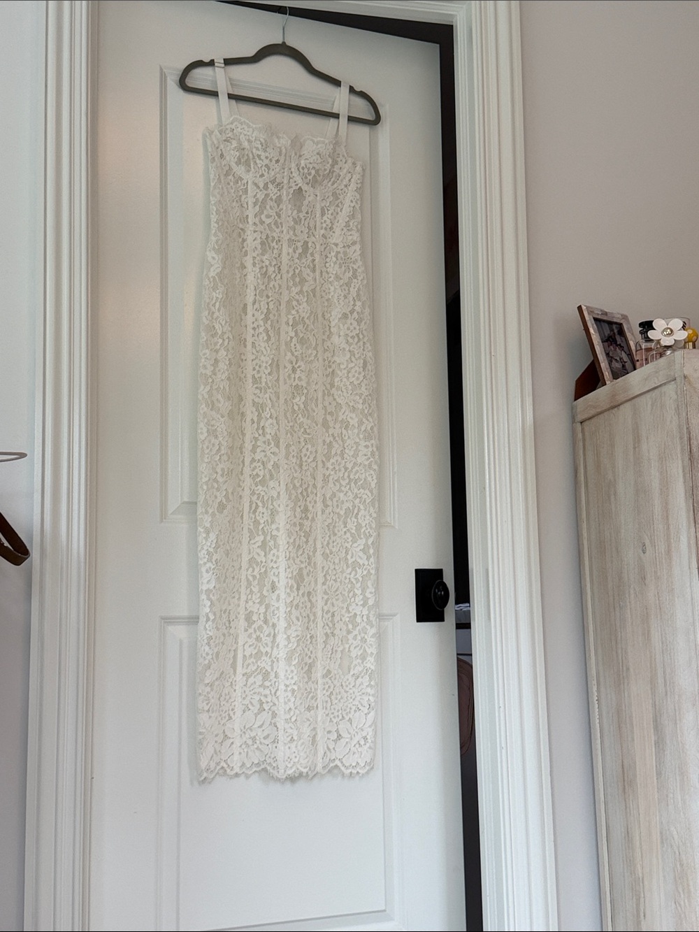 Delicate Ivory Lace Midi Slip Skirt